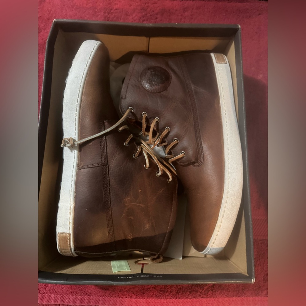 Men's Brown Leather High-Top Sneakers